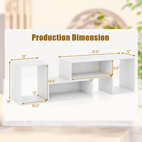 Costway 2 PCS Adjustable TV Stands with Storage Cubes for TVs up to 55 Inches Cabinets White/Black {11}