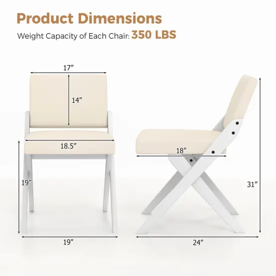 Costway Wooden Dining Chairs of 2/4 with Rubber Wood Frame Padded Cushions Curved Back {3}