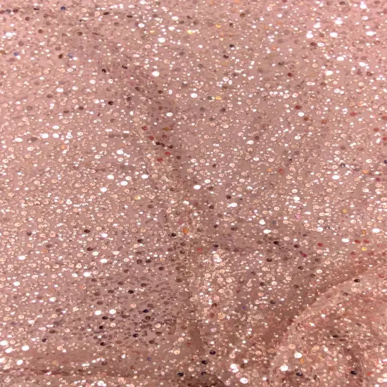 1 Yard Dusty Rose Mesh Lace Fabric With Pearls Sequins Beads For Dresses Gowns {2}