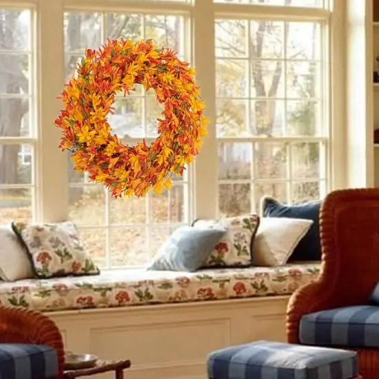 Orange Artificial Thanksgiving Fall Wreath {3}