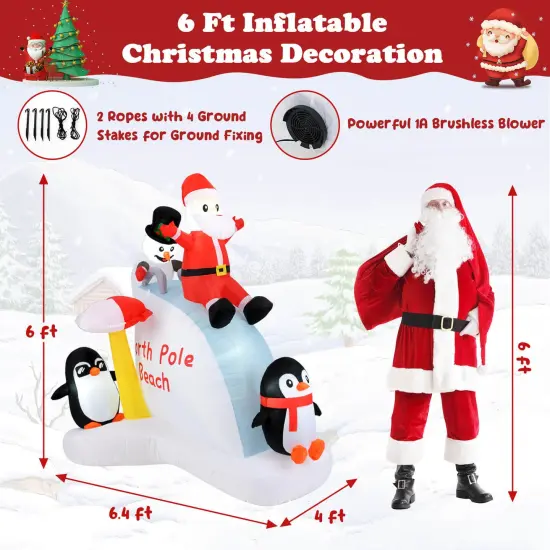 Costway 6 Ft Christmas Inflatable with LED lights Indoor/Outdoor Lighted Xmas Inflatable {3}