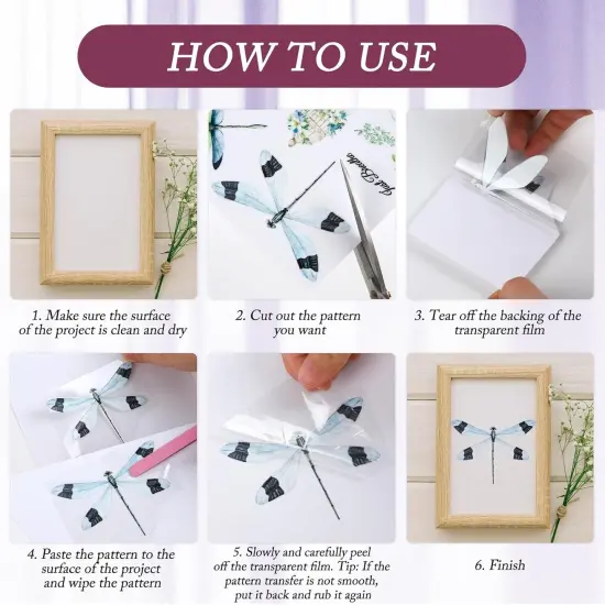 6 Sheets Retro Floral Word Rub on Transfers for Furniture Roses Plant Rub on Transfer Stickers Decals {3}