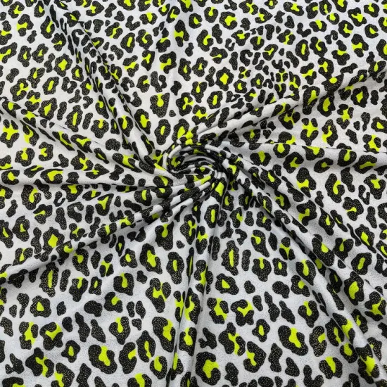 1 Yard Black Milliskin Leopard Foil Stretch Spandex Fabric 4 Way Flexible Knit 58-60 inches width Brown {2}