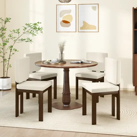 Costway Wooden Dining Chair Set of 2/4 with Rubber Wood Leg Padded Wide Seat & Back for Home {2}
