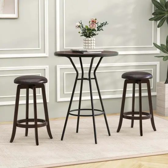 Costway 29" Counter Height Stools Set of 2/4 with 360&deg; Swivel Round Seat & Footrest {4}