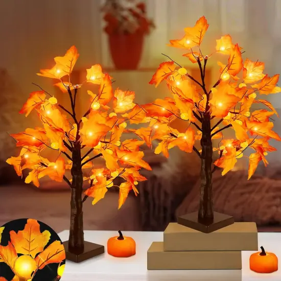 18'' Fall Thanksgiving Lighted Maple Tree with Timer {1}