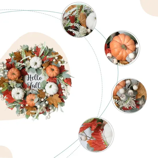 Autumn Maples Leaf Pumpkin Berry Fall Wreath {2}
