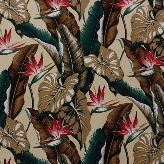 1 Yard Bird of Paradise Tropical Leaves Cotton Barkcloth Fabric 36in L x 56in W Red {2}