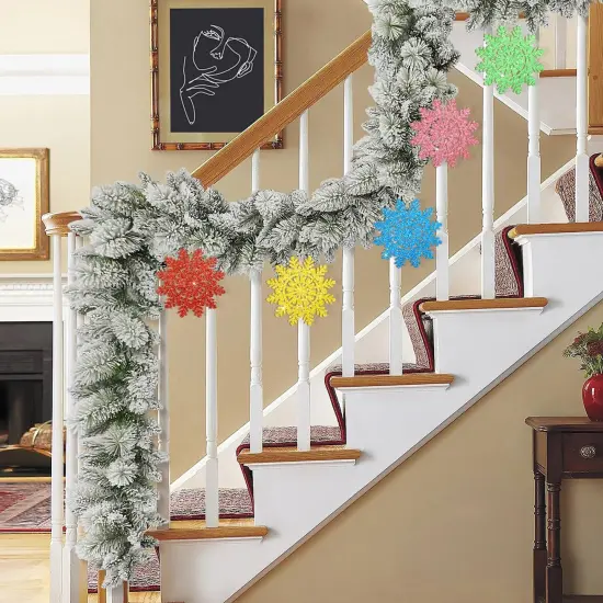 Wooden Christmas Snowflake Ornaments to Paint Christmas Winter Decoration Cutouts Unfinished 24PCS 3.5 inches, DIY Blank Unfinished Christmas Tree Ornament for Home Snowflakes Crafts Hanging {4}