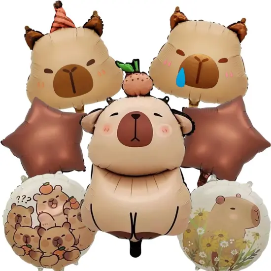 7 PCS 24" Capybara Foil Balloons - Animal Theme Birthday Decorations {1}