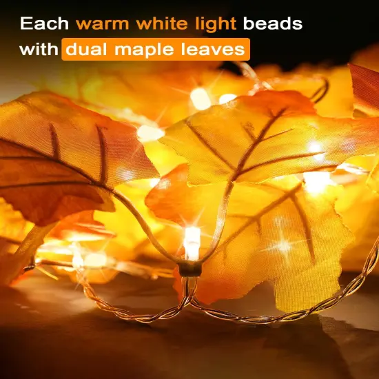 2 Pack Lighted Fall Garland - 16.4ft 40 LED {3}