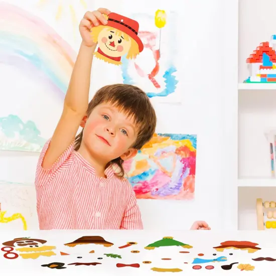 24 Pieces Fall Scarecrow Head Craft Kits {2}