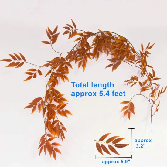 Fall Leaves Autumn Leaf Garland = 5.4 Feet (Willow/Maple Red) {2}