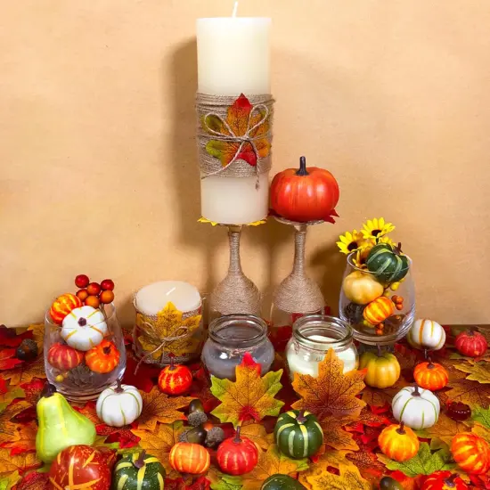 56 Pcs Assorted Mini Artificial Pumpkins {4}