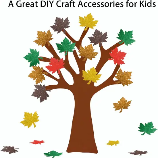 150Pcs Maple Leaves Cutouts Glitter Paper - Mix-color {4}