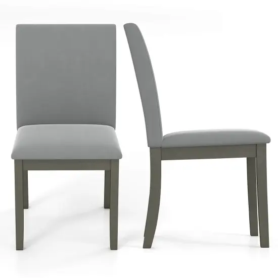 Costway Upholstered Dining Chairs Set of 2/4 with Rubber Wood Legs Padded Seat & High Back {7}