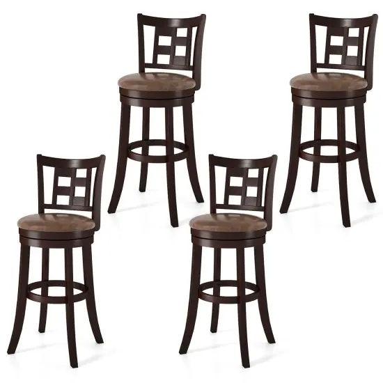 Costway Set of 2/4 Bar Stools 30" Swivel Bar Chairs with Footrest, Lattice Backrest {9}
