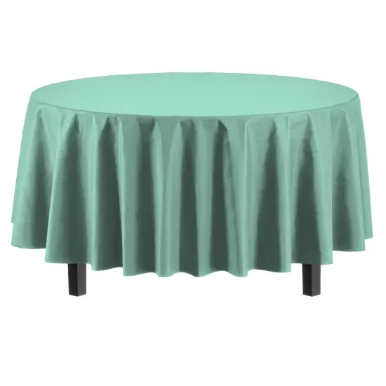 Exquisite Disposable Round Plastic Tablecloths &ndash; 6 Pack 84" Disposable Table Cloths &ndash; Indoor/Outdoor Party Tablecloth &ndash; Round Plastic Table Cover for Events & Party Supplies Mint {4}