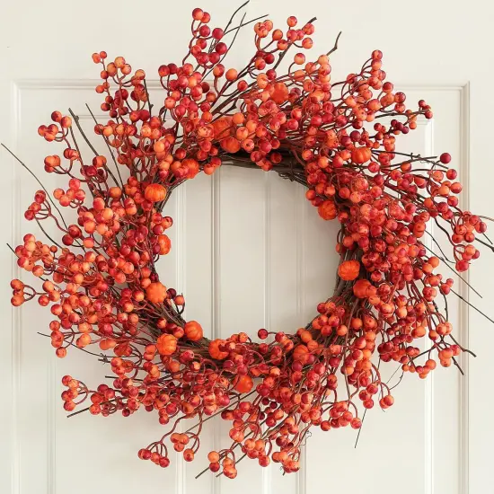 Fall Wreaths with Little Pumpkins & Berries {1}