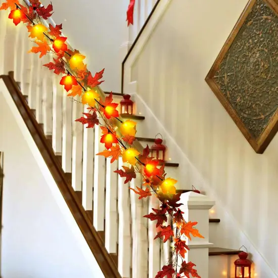 Fall Decor Maples Leaf String Lights - 8.5FT, 10 3D Maple Light (Orange) {4}