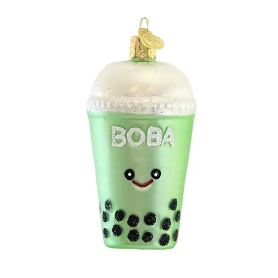 Old World Christmas 3.75 In Boba Tea Christmas Tree Ornament , Pearl Milk Ornament Green {1}