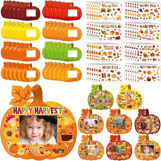 48 Sets Fall DIY Picture Frames Craft Kit Autumn Thanksgiving Pumpkin {1}