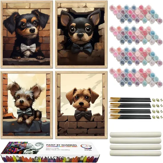4 Pack Dog Paint by Numbers Kit {1}