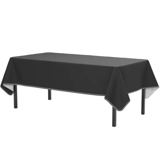 Exquisite Vinyl Tablecloth &ndash; 54" x 108" &ndash; Pack of 1 &ndash; Rectangular Plastic Table Cover with Flannel Backing &ndash; Reusable & Waterproof Tablecloth for Events and Parties Black {6}