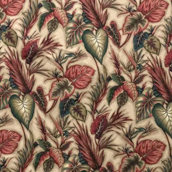 1 Yard Tropical Garden Cotton Upholstery Fabric Lush Botanical 56-58 Inches Wide Red {3}
