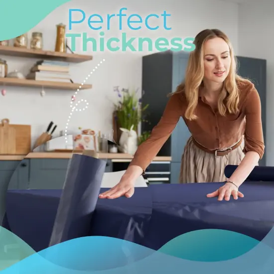 Exquisite Plastic Table Cover Roll &ndash; 40" x 300' Disposable Tablecloth Roll &ndash; Premium Thick 0.5 MIL Plastic Banquet Roll &ndash; Party Table Cover Roll for Events & Catering Navy Blue {6}