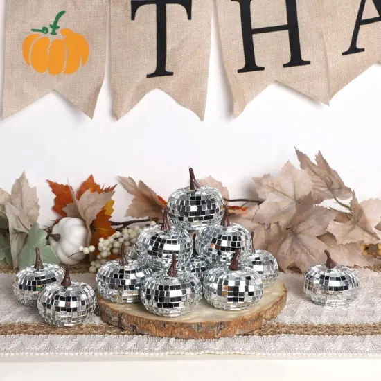 12 Pack Silver Pumpkin Fall Decor {2}
