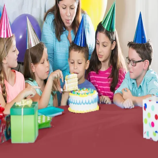 Exquisite Party Solids 54" x 100' Plastic Table Cover Roll with Slide Cutter &ndash; Cut-to-Size Dispenser Box &ndash; Makes Up to 36 Disposable 8' Rectangle Tablecloths Burgundy {2}