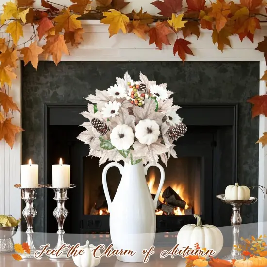 2PCS Fall Artificial Flowers Decoration - White {5}