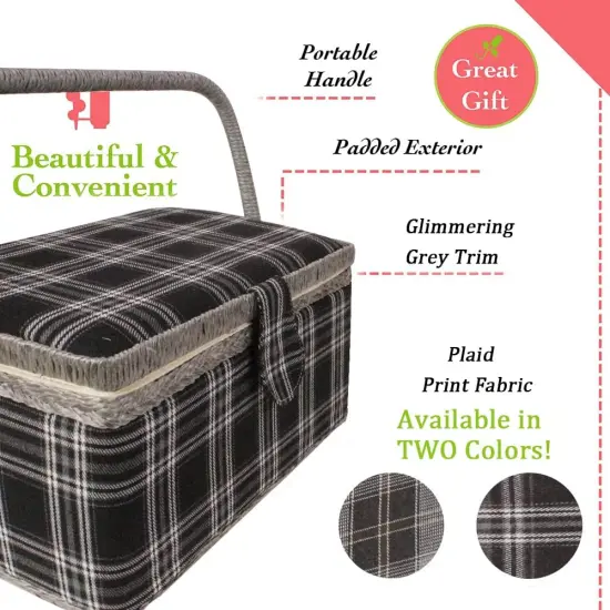 Sewing Storage Box &ndash; Medium Organizer with Tray, Pin Cushion & Pocket (11" x 7") {4}