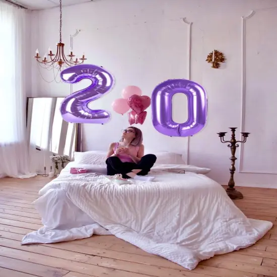 Purple 5 Balloon, Number Balloon 40 Inch, Purple Party Supplies {2}