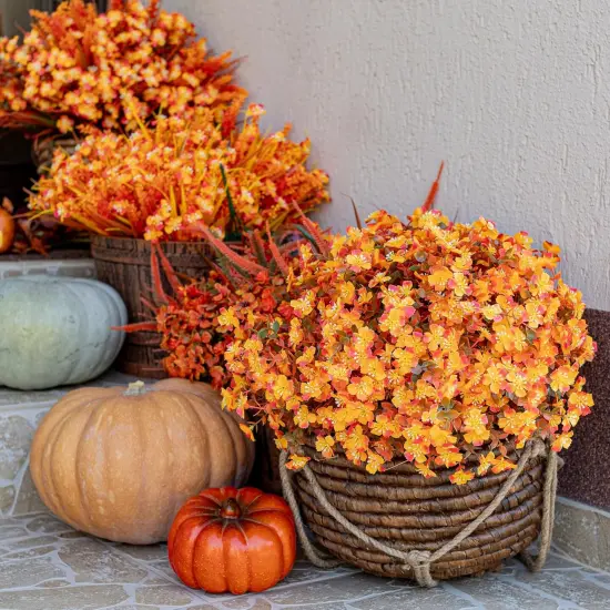 Artificial Fall Flowers Outdoor Fake Mums - 12 Bundles {2}