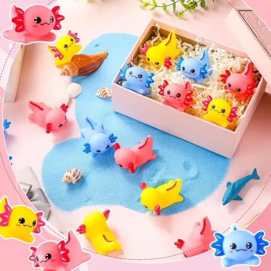 30 Pcs Axolotl Rubber Ducks - Pink, Yellow, Blue {2}
