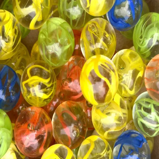 Spaghetti Red/Blue/Yellow random color mix Glass Marbles 25mm (1 inch) SHOOTER {3}