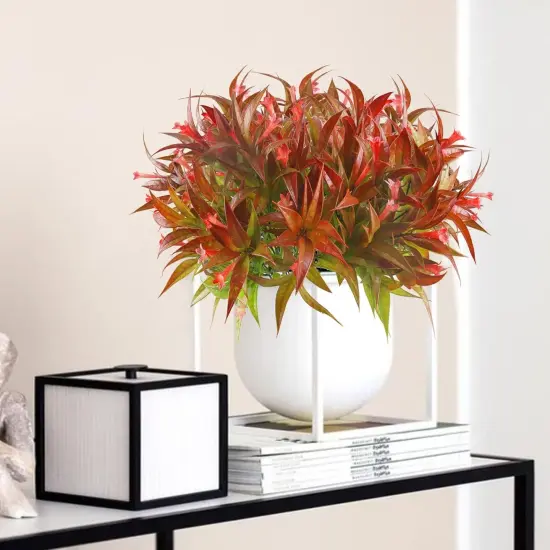 8 Artificial Fall Fake Monkey Grass with Flowers - Red {5}