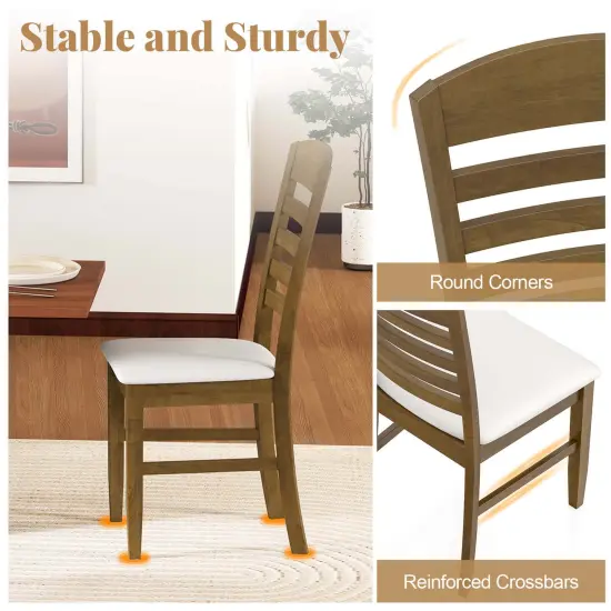 Costway Wood Dining Chairs Set of 2/4 Fabric Upholstered Side Chairs with Rubber Wood Frame {5}