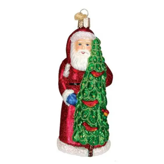 Old World Christmas 5.25 In Santa With Calling Birds Christmas Tree Ornament , Ornament St Nichols Red {1}