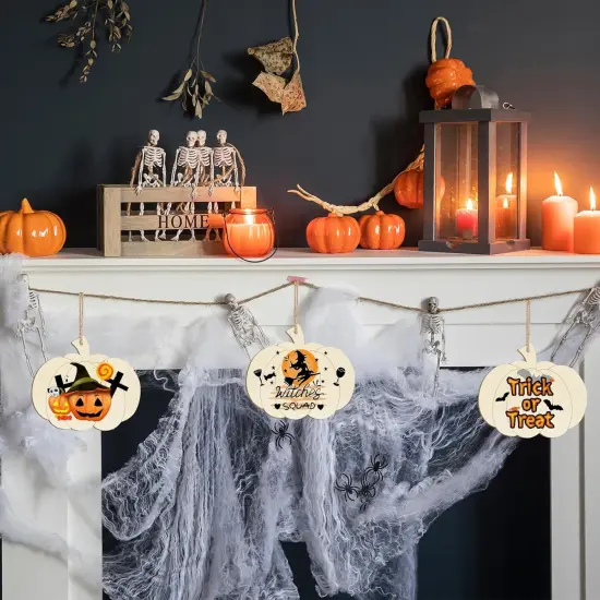 10PCS Large Size 7inch Wooden Halloween Thanksgiving Ornaments {5}