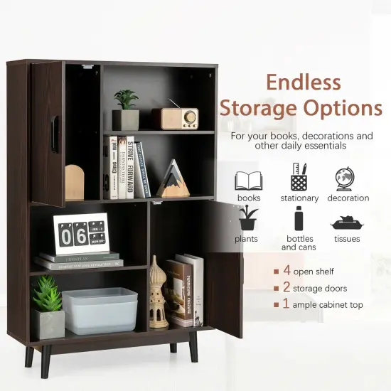 Costway Sideboard Storage Cabinet Bookshelf Cupboard w/Door Shelf Black / White / Espresso {5}