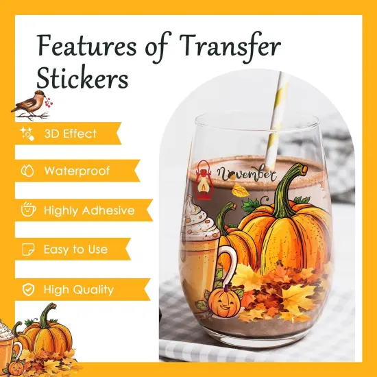 Transfer Stickers - 8 Sheets Orange Thanksgiving {3}