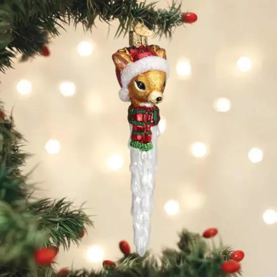 Old World Christmas 6.0 Inch Reindeer Icicle Tree Ornament , Ornament Santa Hat Multicolored {3}