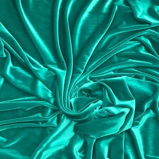 1 Yard Rich Teal Green Stretch Velour Fabric Smooth Lush Texture with Elegant Weighted Drape 58/60 Inch Width {3}