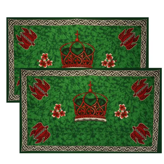 Kingdom of Tonga Crown Turtle Plumeria Sarong 72" L x 45" W Orange {5}