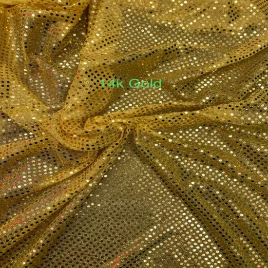 1 Yard 14K Gold Confetti Sequin Fabric Small Glitter Polyester Mesh 42&Prime; Wide {1}