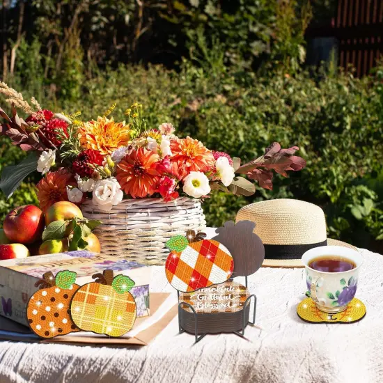 Pumpkin Diamond Painting Coasters Kit for Adult Beginners DIY {5}