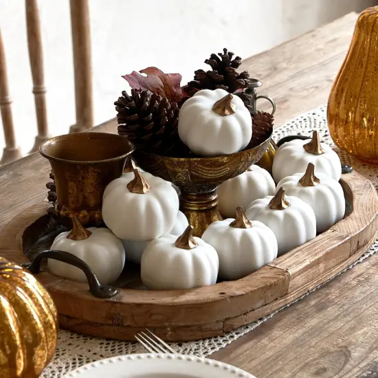 Set of 12 Artificial White Pumpkins Table Centerpiece {3}